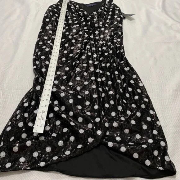 NWOT Rachel Roy Black and White Polka Dot Sequin Faux Wrap Dress Size 18/18W - Picture 11 of 12